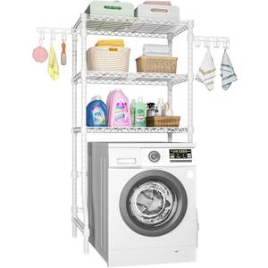 Ulif U8 Laundry Room Storage Organizer, Over The Washer and Dryer Storage Shelves for Laundry Organization, 35W x 17.3D x 76.2H, Suit Washing Machine Width Within 32.6, Hold 304 lb, White