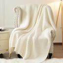 PHF Chenille Waffle Knit Throw Blanket- Plush Warm & Cozy 50" x 60" Ultra Soft Blanket- Chunky Fluffy Waffle Throws for Couch Bed Sofa - Charcoal Grey