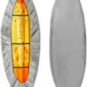 Frelaxy 420D Kayak Cover, Heavy Duty Waterproof UV Resistant Kayak Covers for Outdoor Storage, Ultra Strong Canoe Storage Dust Cover, Great for Indoor & Outdoor 9.8-13.5ft (Gray)