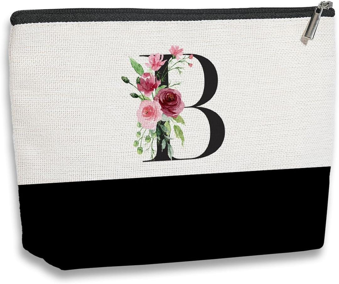 Initial Makeup Bag, Personalized Gifts for Women, Personalized Makeup Bag, Bridesmaid Gifts, Cosmetic bags for Women (Letter B)