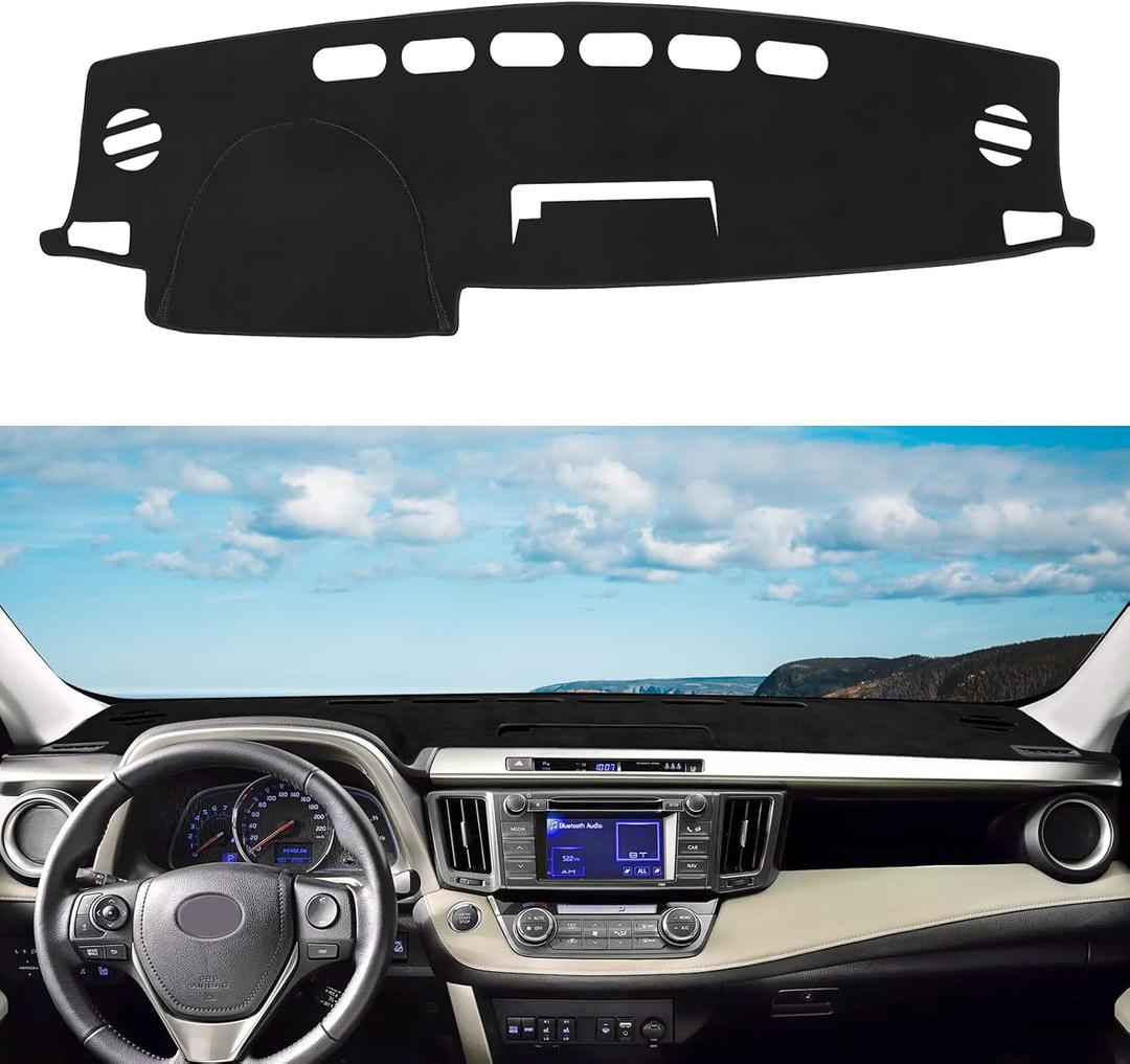 Dashboard Cover Mat Custom Fit for Toyota RAV4 2013-2018 Dash Cover Nonslip Dash Mat Protector Sunshade No Glare Black
