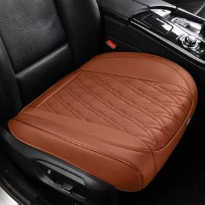 TIEHESYT Luxury Faux Leather Car Seat Cover Front Bottom Protector, Seat Cushion Without Backrest, Anti-Slip and Wrap Around The Bottom, Fit Most Cars & Vehicles, 1 Piece, Brown
