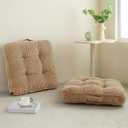 Washable Floor Pillow Cushion for Adults, Meditation Cushion Pillow, Large Square Floor Sitting, Removable Tufted Corduroy Cover, for Tatami Living Room or Yoga, 22x22 Inch, 2Pack, Machine Washable