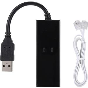 RJ11 to USB Adapter - Fax Modem USB 10/100 External Dial Up Voice Fax Data Modem - Black - Fit for Win7, Win8, Win10