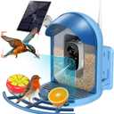 Smart Bird Feeder with 2K Camera, Solar Powered Wireless Birds House with APP Control, Night Vision, Motion Detection Alerts, IP66 Outdoor Birdfeeder for Backyard Garden Bird Watching,Blue