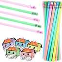30 Pcs Unsharpened Wooden Pastel Colors HB Pencils with Eraser Bulk, Cute Assorted Colors Pencil for Teacher Adults Supplies Gifts Art Learning Sketching Employee Coworker Staff