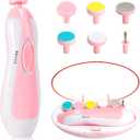 Baby Nail Trimmer Electric-6 in 1 Baby Nail File Clippers Infant Grooming Kit Manicure Set for Toddler or Adults, Pink