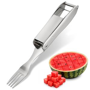 2 x 2-in-1 Watermelon Cutter Slicer Tool, Watermelon Fork, 304 Steel