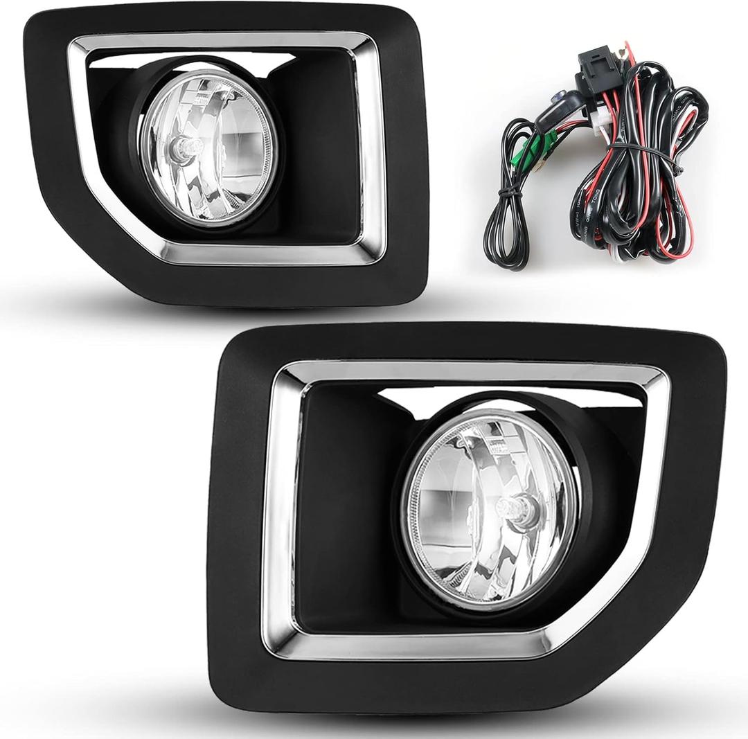 AUTOWIKI Fog Lights Fit For GMC Sierra 2500HD 3500HD 2015 2016 2017 2018 2019 Lamps Assembly Driver Passenger Replacement Clear Lens 1 Pair