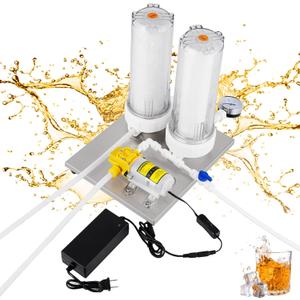 JIAWANSHUN Stainless Steel Liquor Filter System, 10 inch Wine Strainer Filter Making Purification, Brewing Equipment With Pressure Gauge For Fruit White Spirit Liquor Wine Juice Filter