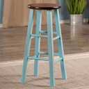 Winsome Ivy Square Leg Counter Stool, 29" in Rustic Light Blue and Walnut Classic Backless Bar Chairs for Kitchen & Dining Room Seating, Timeless Essential Furniture for Home, Dorm, Apartments