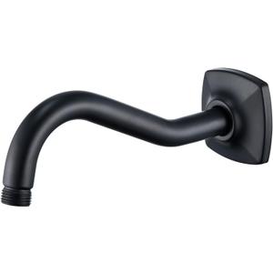 Curved Shower Arm with Flange,SWHYGER 8-Inch S-Shape Stainless Steel Top Shower Head Extension Replacement, Wall Mounted, Matte Black,SW-91068-8MB