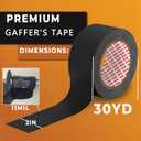 SWRT Gaffers Tape, 11 Mil Industrial Grade Gaffer Tape, 2 x 30 Yards, 2 Pack, Strong Adhesion, Easily Remove No Residue, Professional Matte Finish No Reflection, Black, 60 Yards in Total