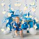 24Pcs One Silly Goose 1st Birthday Decor Silly Goose Hanging Birthday Swirl for Boys Blue Bow Silly Goose First Birthday Decorations for Funny Goose Theme 1st Birthday Party Supplies