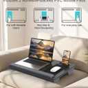 Potuopy Lap Desk - Up to 17 Laptop with Wrist Rest, Portable Handle, 2 Self-Adhesive PVC Mouse Pads, Tablet & Phone Slots, Laptop Stand for Bed with Cushion (Black)