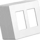 BESTTEN (10 Pack) USWP4 Matte White Series 2-Gang Decor Screwless Wall Plate, Decorator Outlet Cover, H4.69” x W4.73”, for Light Switch, Dimmer, USB, GFCI, Receptacle