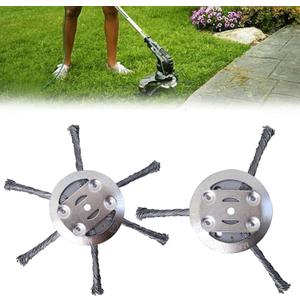 2 Pack 6 inch Steel Wire Brush Cutter Trimmer Head, Weed Trimmer Replacement Head, Durable Head for Home Users, for Electric Battery Powered Cordless String Trimmer