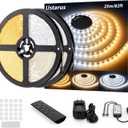 White LED Strip Lights 82ft 24V Dimmable 3000K-6000K LED Tape Rope Light with Remote Flexible 2835 LED Ribbon for Kitchen Under Cabinet Mirror Room Indoor Home Daylight Warm White