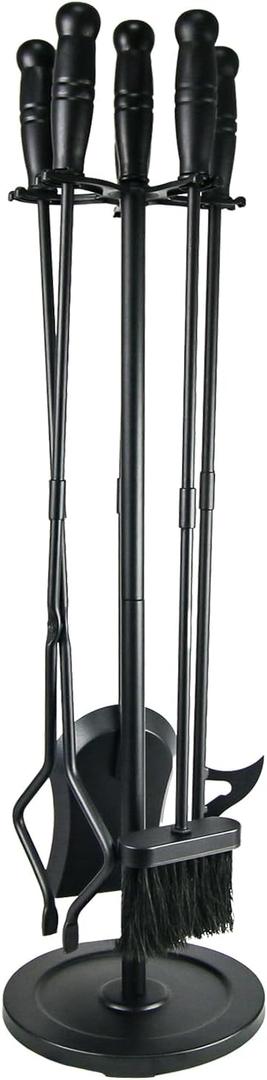 Fireplace Tools Set 5 Pcs 31.5In Fireplace Tools Indoor Fireside Accessories Large Fire Place Tool Set Outdoor Fireplace Kit with Poker Shovel Tongs Brush, Stand
