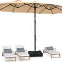 HOMSHADE 15ft Patio Umbrella with Base Included, Rectangle Oversized Double Sided Pool Umbrellas, Large Table Umbrella Outdoor for Market, Deck, Garden (Beige)