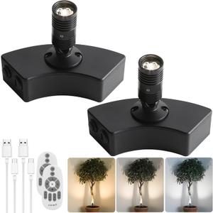 Zoomable Spot Lights Indoor, Wireless Rechargeable Spotlight, Uplighting Indoor with Remote Control, Battery Operated Spotlight for Accent Lighting Tree Pictures Display (2Pack)