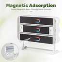 Aluminum Foil & Plastic Wrap Dispenser with Cutter - Magnetic & No-Drill Wall Mount, Cling Film Dispenser with Paper Towel Holder, Space-Saving 4-in-1 Kitchen Organizer - Fits 12" Roll, White