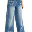EXARUS Girls Jeans Baggy Denim Pants Wide Leg/Flare Teen Clothes Ripped | Tween Washed Trousers Casual Youth Kids Junior Preteen Preppy Back to School Bottoms Pockets Mid Rise Y2K 6-16Y (Blue)