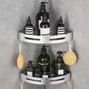 WPT Corner Shower Caddy, 2 Pack Adhesive Shower Corner Shelf, Shower Organizer Storage Wall Mounted No Drilling for Bathroom and Kitchen, Silver