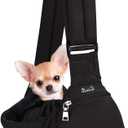 SlowTon Dog Carrier Sling - Hard Bottom Support Dog Carriers for Small Dogs with Adjustable Padded Shoudler Strap, Dog Purse for Puppy Cat Pet with Drawstring Opening Storage Zipper Pockets (Black)