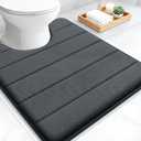 OLANLY Memory Foam Toilet Rugs U Shaped 24x20, Super Soft Absorbent Contour Bath Rugs, Quick Dry, Machine Washable Toilet Mat, Bathmat Floor Carpet, Bathroom Home Decor Accessories, Dark Gray