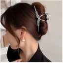 2 x Large Claw Clips with Pearl and Rhinestone, Hair Clips for Women, Metal Hair Claw Clips, Strong Hold Metal Claw Hair Clips for Ladies Thick Hair & Thin Hair, Non-Slip/Rust Claw (2 Pack)