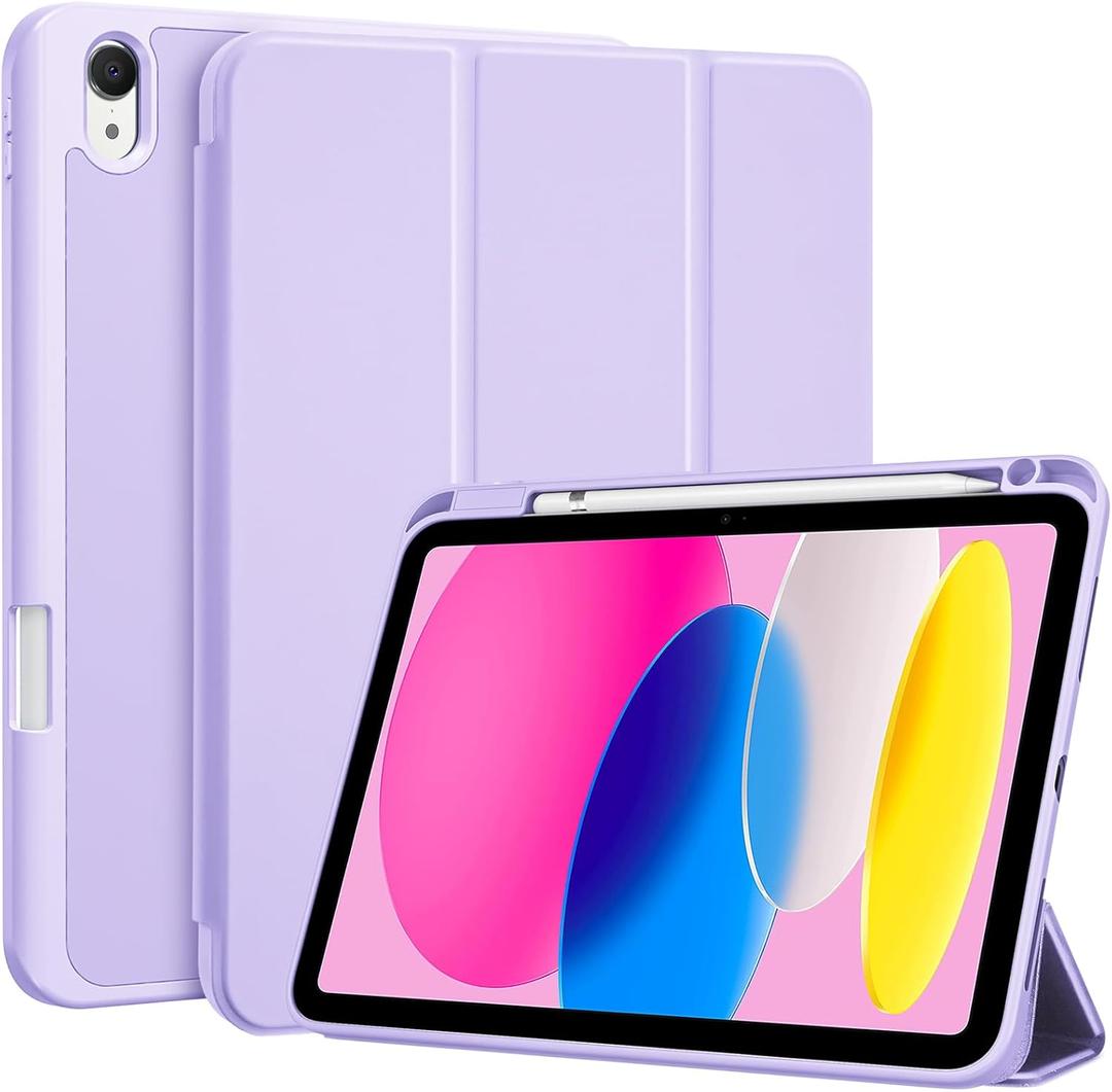 ProCase for iPad (A16) 11th Generation 11 Inch 2025/ iPad 10th Generation 10.9 Inch 2022 Case with Pencil Holder, Hybrid Cover with Soft TPU Back, Supports Touch ID, Auto Wake/Sleep -Purple