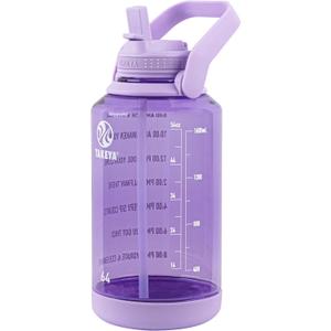 Takeya Tritan Motivational Water Bottle with Straw Lid - Durable, BPA-Free - With Time Marker - Leakproof & Non-Slip Bumper - 64 oz, Vivacity Purple