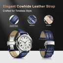2 x Genuine Leather Watch Strap, Soft Cowhide Band with Silver Steel Buckle | Soft padded cowhide, 18/20/22mm lug width. Sturdy silver steel buckle. replacement strap for men and women