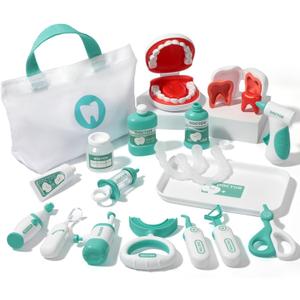 Liberry Toy Doctor Kit for Toddlers 3-5 Years Old, 22 Pieces Dentist Playset with Medical Bag & Dental Tools, Doctor Pretend Play Set for Boys Girls (Green)