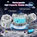 Cossy Rechargeable Bubble Machine, 360 Automatic Rotation Bubble Machine for Kids, Bubble Maker with Remote Control, RGB Lights & 20000+ Bubbles Per Minute, Outdoor Toys Games for Kids/Adults (White)