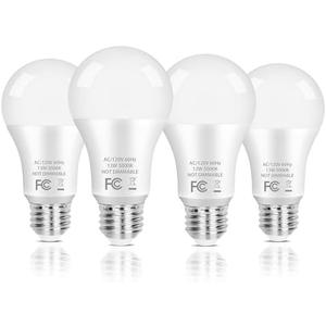 PARTPHONER A19 LED Light Bulb, 100 Watt Equivalent LED Bulbs, 13W Daylight White 5000K, 1500LM, E26 Standard Base Non-Dimmable White LED Light Bulb, CRI 85+, 4-Pack