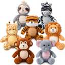Civaner 7 Pcs Stuffed Animals Bulk 12.5 Inch Cute Soft Animal Plush Toys for Kids Birthday Gifts Baby Shower Party Decorations(Bright Color,Forest)