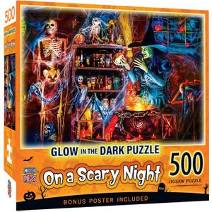 MasterPieces Halloween Jigsaw Puzzle - On a Scary Night 500 Piece Glow in the Dark - Age 14+