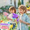 Bubble Gun Toys for Kids 4-8: Automatic Bubble Blaster with 2 Bottles Refill Solution - Bubble Gun for Toddlers 1-3, Summer Outdoor Toys for Easter Birthday Wedding Party Gift (Pink, Purple)
