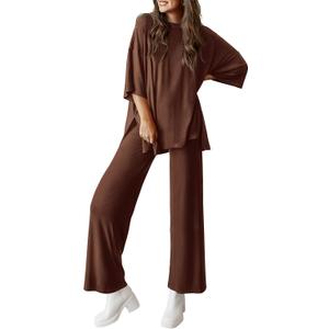 PRETTYGARDEN Two Piece Sets for Women Summer Fashion Lounge Matching Set 2026 Spring Travel Vacation Airport Outfits Clothing (Light Coffee, X-Large)