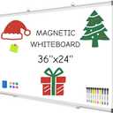 Grtard 36" x 24" Magnetic Dry Erase Board, Large Hanging Magnetic White Board with Aluminum Frame, Smooth Writing Presentation Whiteboard Suitable for Home, Office, Classroom & Kitchen