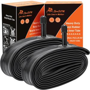 2-PCS 26" Heavy Duty Bike Tubes 26x1.75/1.95/2.125/2.25 AV Schrader Valve (45/57-559) 26" Bicycle Tube Compatible with 26 x 1.75 26x1.95 26x2.0 26x2.10 26x2.125 26x2.20 26x2.25 Tire Tubes