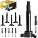 6Pcs UF487 Ignition Coils & Double Iridium Spark Plugs for 2005-2018 Toyota Camry/Avalon/Highlander 3.5L V6 - Replaces 90919-02251, 90919-A2002