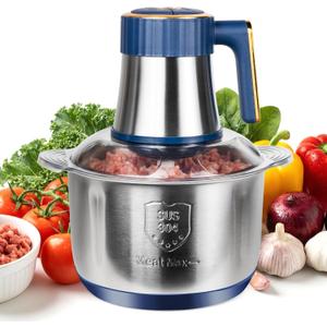 20 Cups Large Capacity Food Processor,5 Speed Electric Meat Grinder Vegetable Chopper,500W Powerful Motor 6 Bi-Level Blade Meat mincer for Vegetable, Nuts, Onion, Garlic with 304 Stainless Steel Bowl