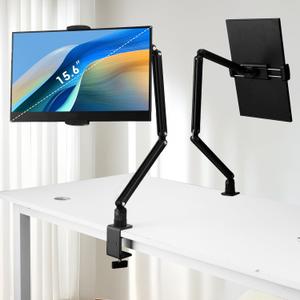 Tablet Stand Holder for ipad,Kindle,Portable Monitor Stand Holder 15.6'' Max,Foldable Tablet Mount Arm for ipad with 360Rotate Base,Fits for Cell Phone,Kindle,Tabs 12.9'' Max(Not Over 2.65lb)