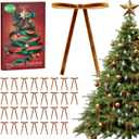 Camel Velvet Bows for Christmas Tree - 30Pcs Vintage Ribbon Bows for Tree Decorations, 3/8" Small Bows for Garland, Wreath, Fireplace, Door, Gift Wrapping, Holiday Decor (5 x 7 Inch)