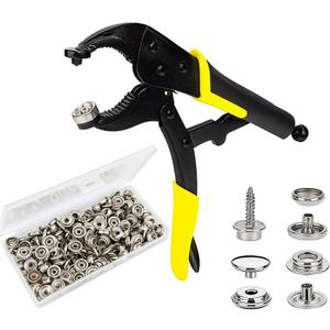 Heavy Duty Snap Fastener Kit  210PCS Marine Grade Stainless Steel Snap Tool Set for Canvas, Boat Covers, Awnings, Fabric, Tents  Rustproof, Easy Installation, All-in-One Fastener Repair Kit-Yellow