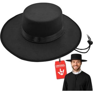 Nicky Bigs Novelties Morph Amish Hat, Bolero Hat, Flat Brim Cowboy Hats, Matador Costume Hats For Men