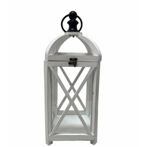 HD Designs Small Metal & Wood Lantern - White - 20 in